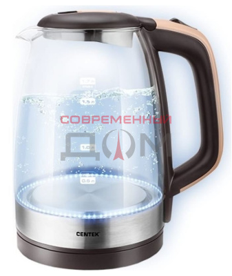 Чайник Centek CT-0065 /беж., стекло, 1,7л, 2200Вт